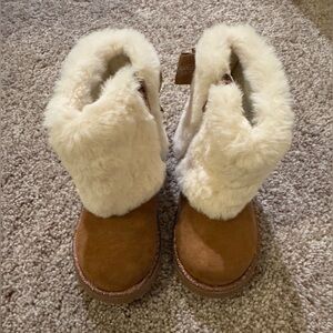Warm Tan and Cream Kids Boots